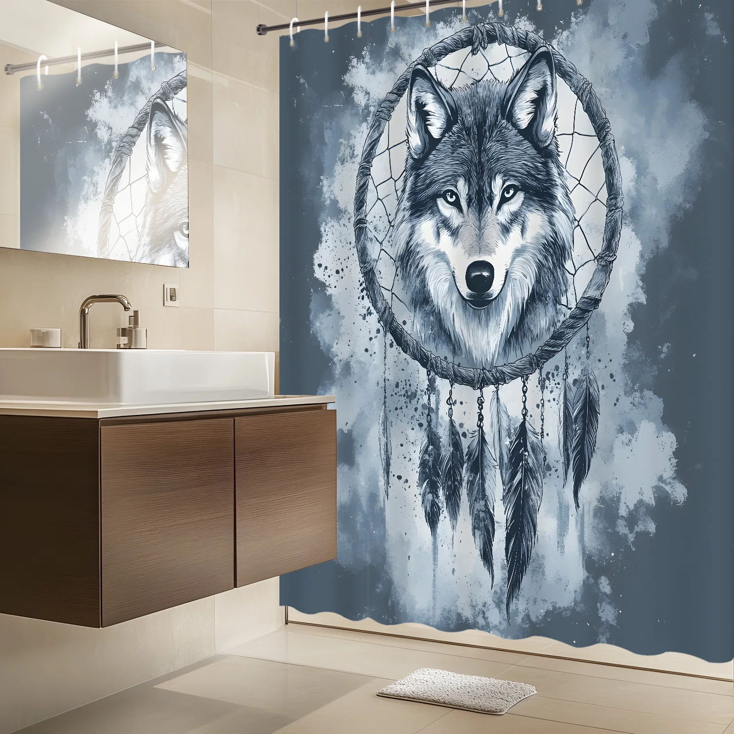

Занавеска для душа «Ловец снов» Mystical Wolf: Духовный и спокойный декор для ванной комнаты