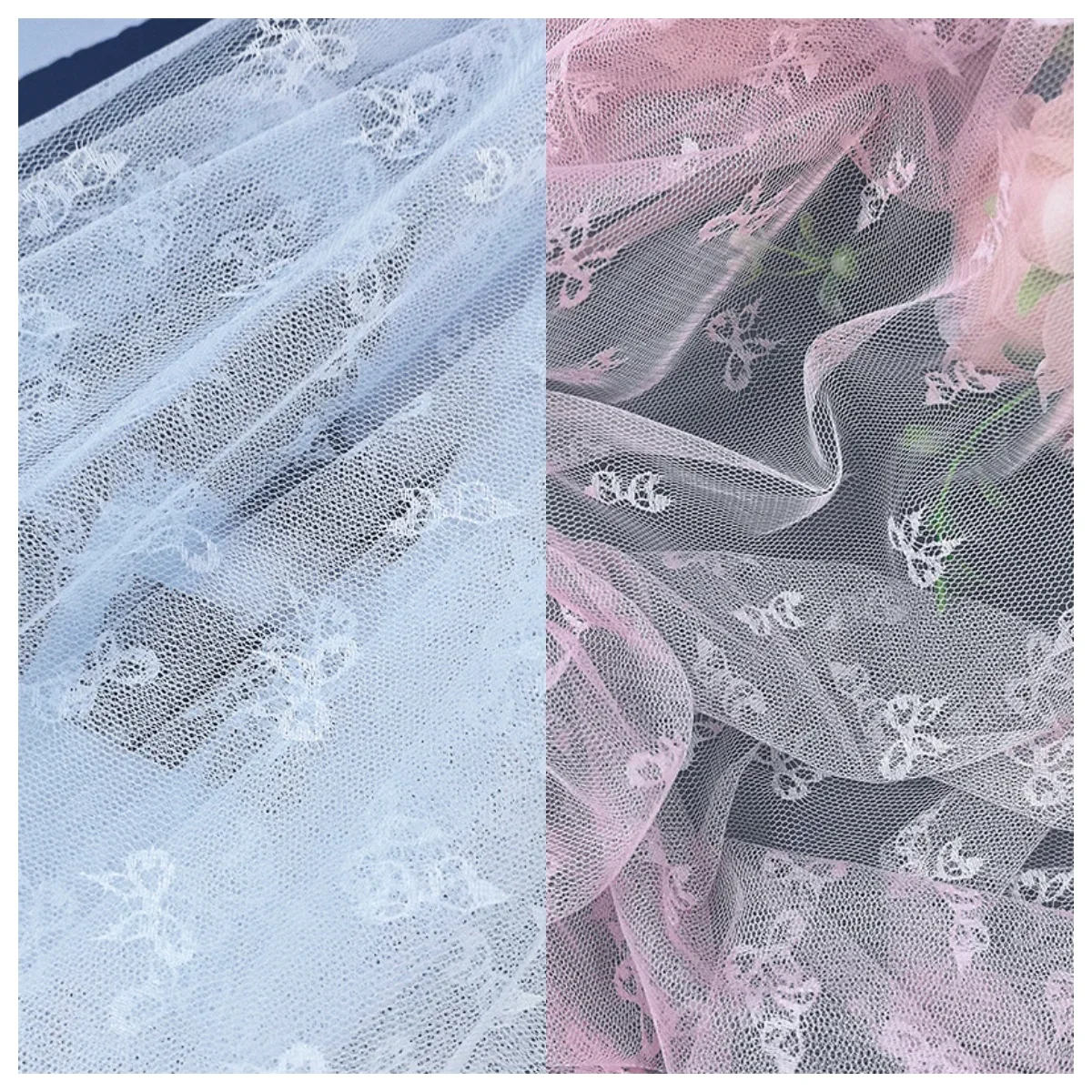 Delicate Bowknot Hollow Lace Fabric Intricate Jacquard Mesh Apparel Lingerie Stage Costume Decorative DIY Fashion Material