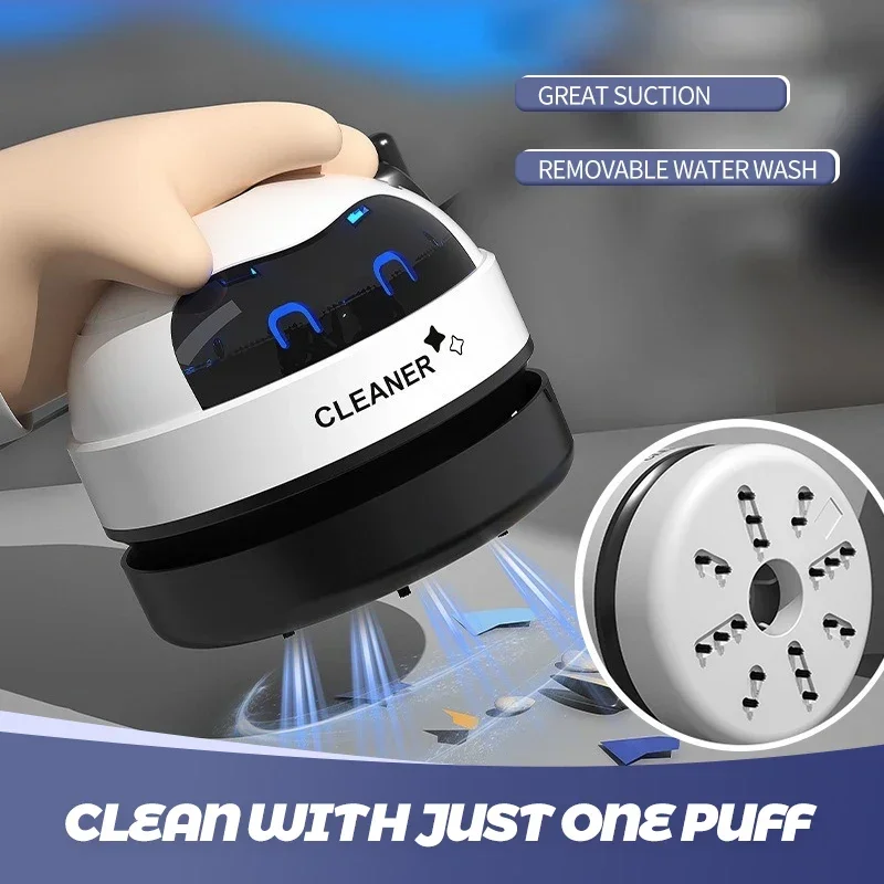 Mini Rechargeable Automatic Portable Vacuum Cleaner for Desktop Keyboard Car Pet Hair Rubber Shavings Dust Extractor Use