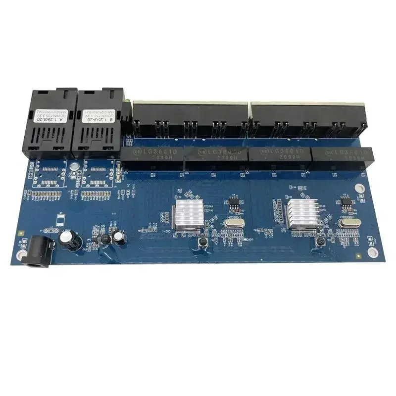 

10/100/1000M Gigabit switch Ethernet Optical Media Converter Single Mode 8 RJ45 UTP and 2 SC fiber Port Board PCB