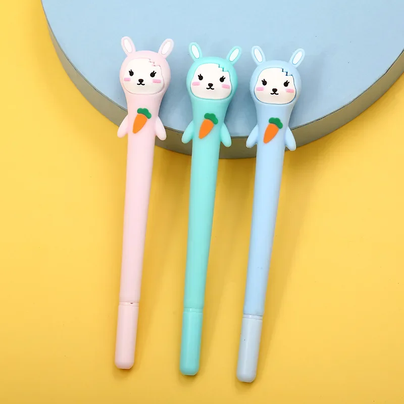 36PCS  Korean version silicone Rollerball pen rabbit radish soft silicone cartoon three-dimensional Rollerball pen