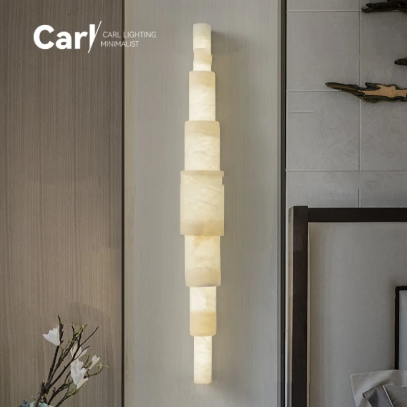 مصباح جداري من الرخام الطبيعي ضوء فرنسي فاخر للمنزل بسيط حائط الخلفية مصباح مصمم إبداعي للممر وغرفة النوم بجانب السرير