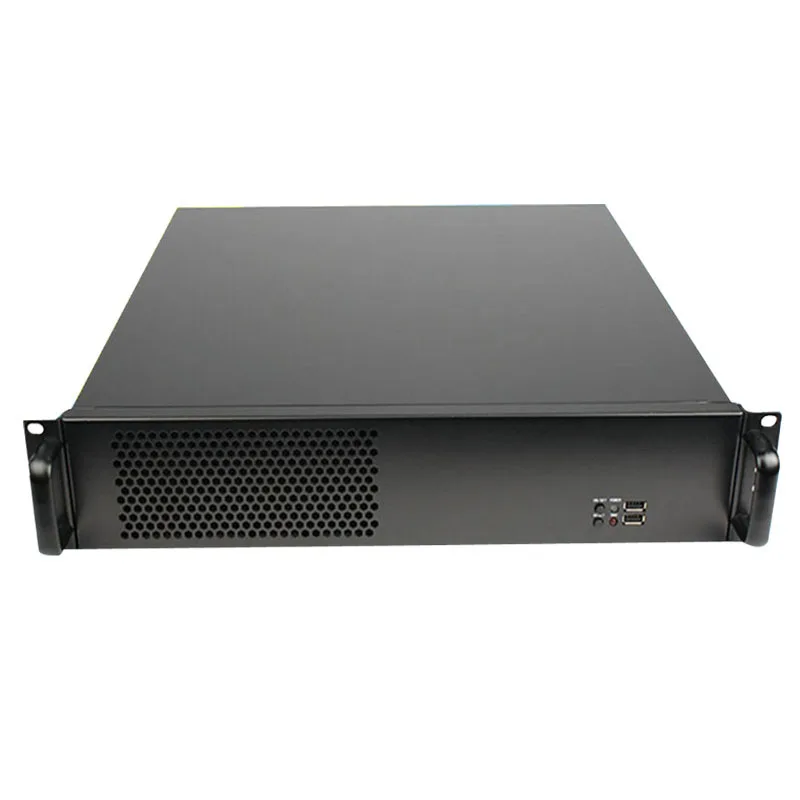 2U 450mm Short Industrial Chassis, Iron Front Panel, ATX Mainboard Compatible, Fit Full Height GPU