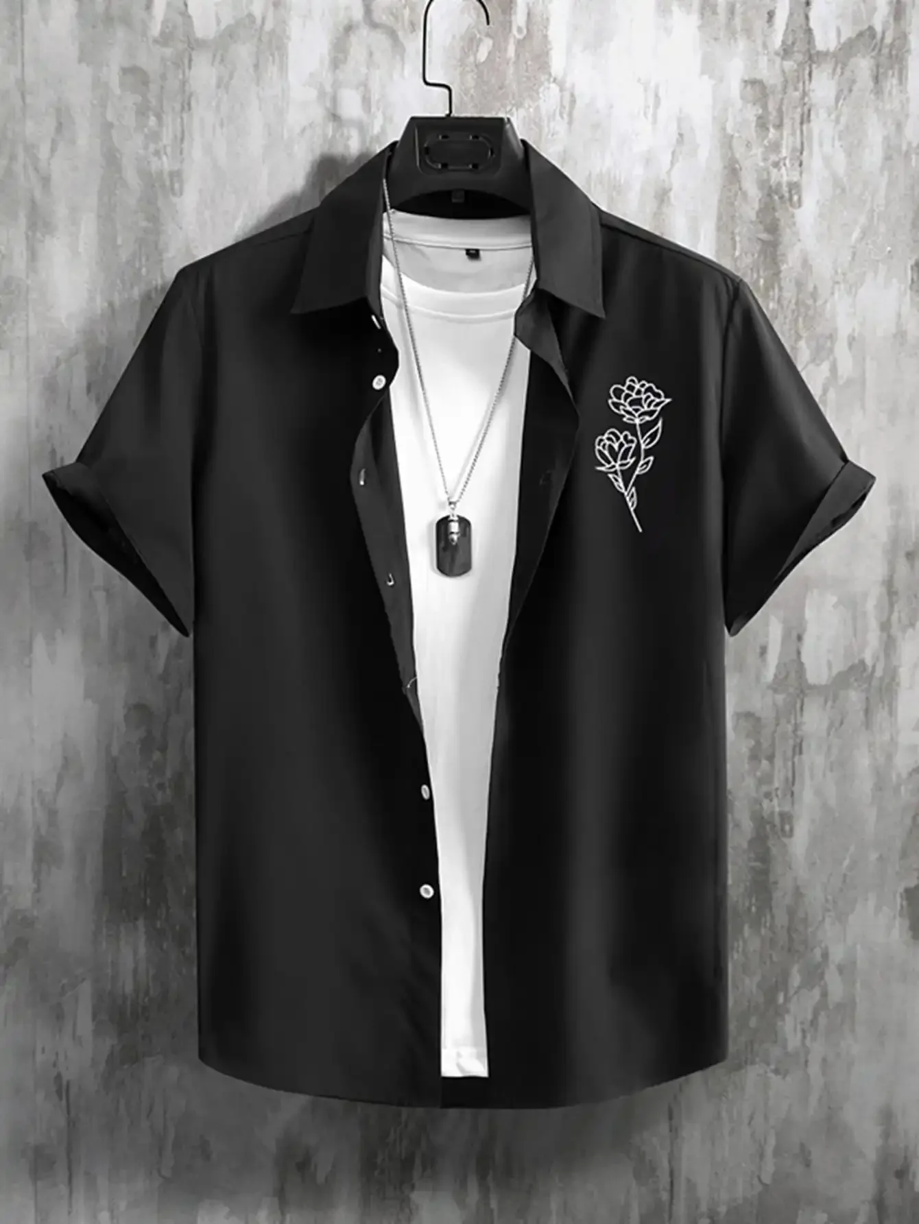 

Men Casual Short Sleeve Collar Shirt With Floral Print For Vacation