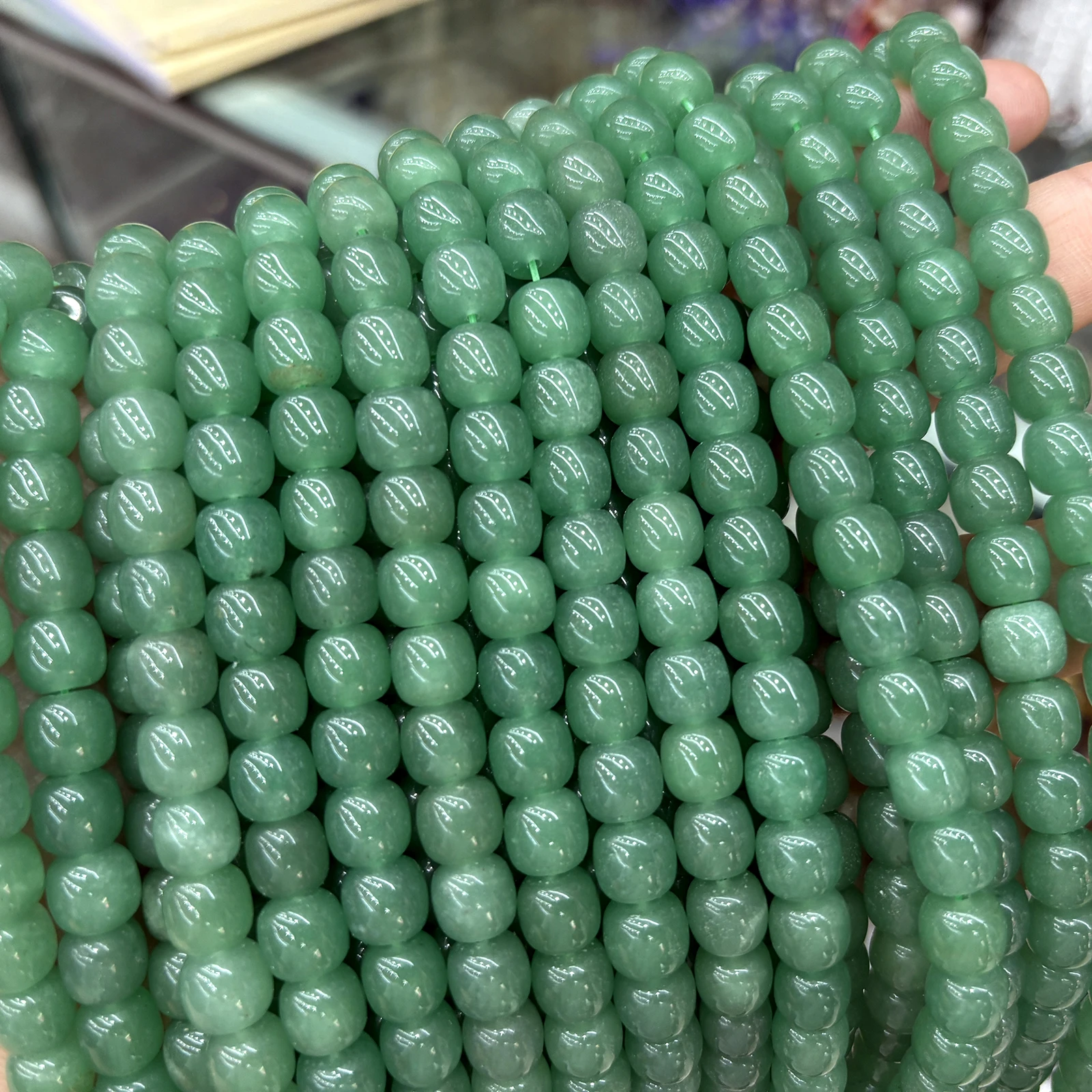 Natural Stone Green Aventurine Apple Shape Bead Smooth Loose Spacer Bead for Jewelry Making DIY Bracelet Necklace Accessory view 3