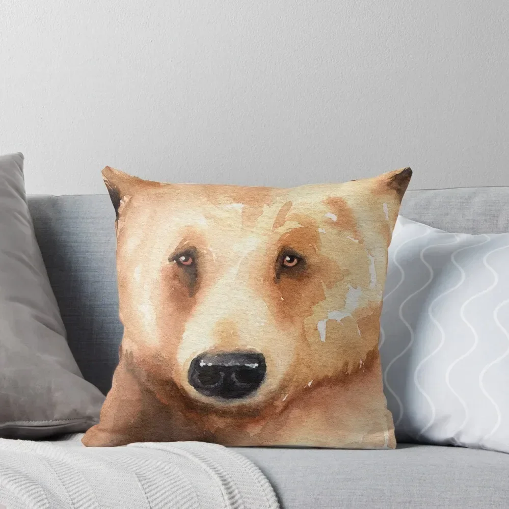 Grizzly Bear Watercolor Throw Pillow Cushion Cover Luxury Cushion Cover Set pillow pillowcase Christmas Pillows pillow