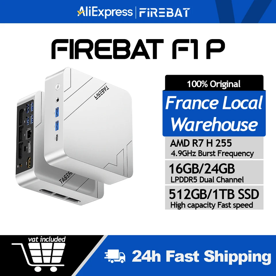 Firebat Mini PC F1 P AMD Ryzen 7 H 255 DDR5 16GB 24GB 512GB 1TB