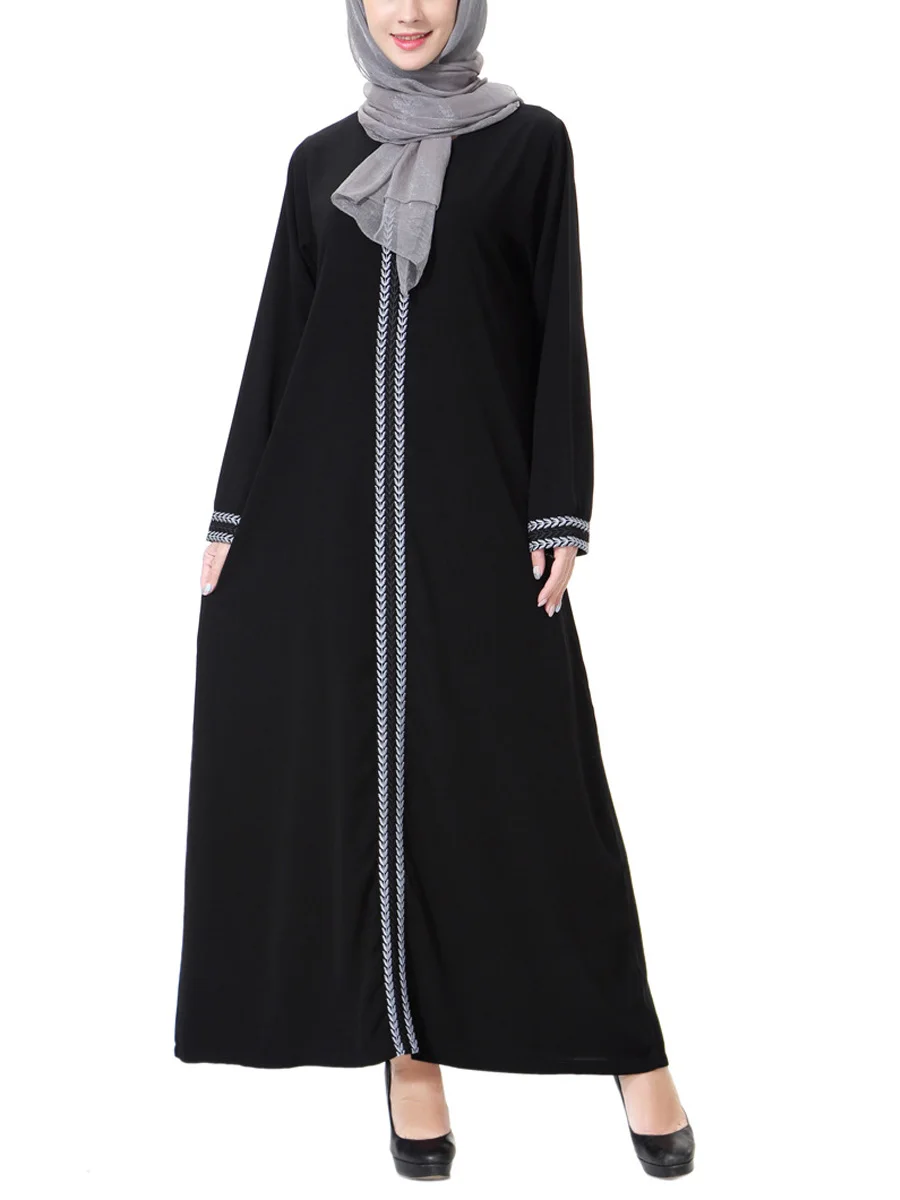 

Muslim Women's Crewneck Loose Modest Dress Long Sleeve Flowy Maxi Abaya for Prayer, Work, Travel, Evening & Special Occasions