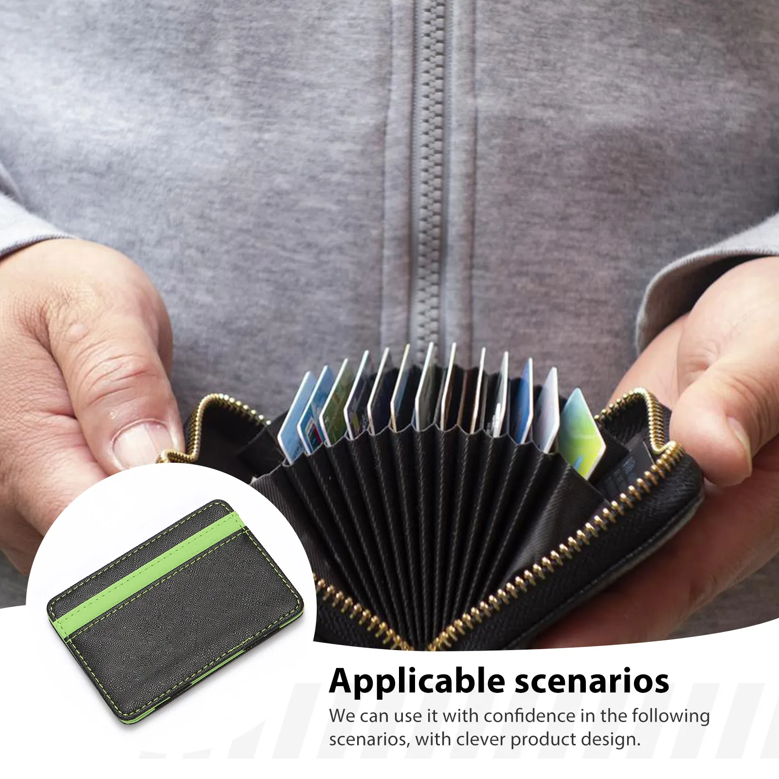 Ultra Thin Magic Card Holder Water-Resistant Durable PU Wallet for Men Women Adults Elders