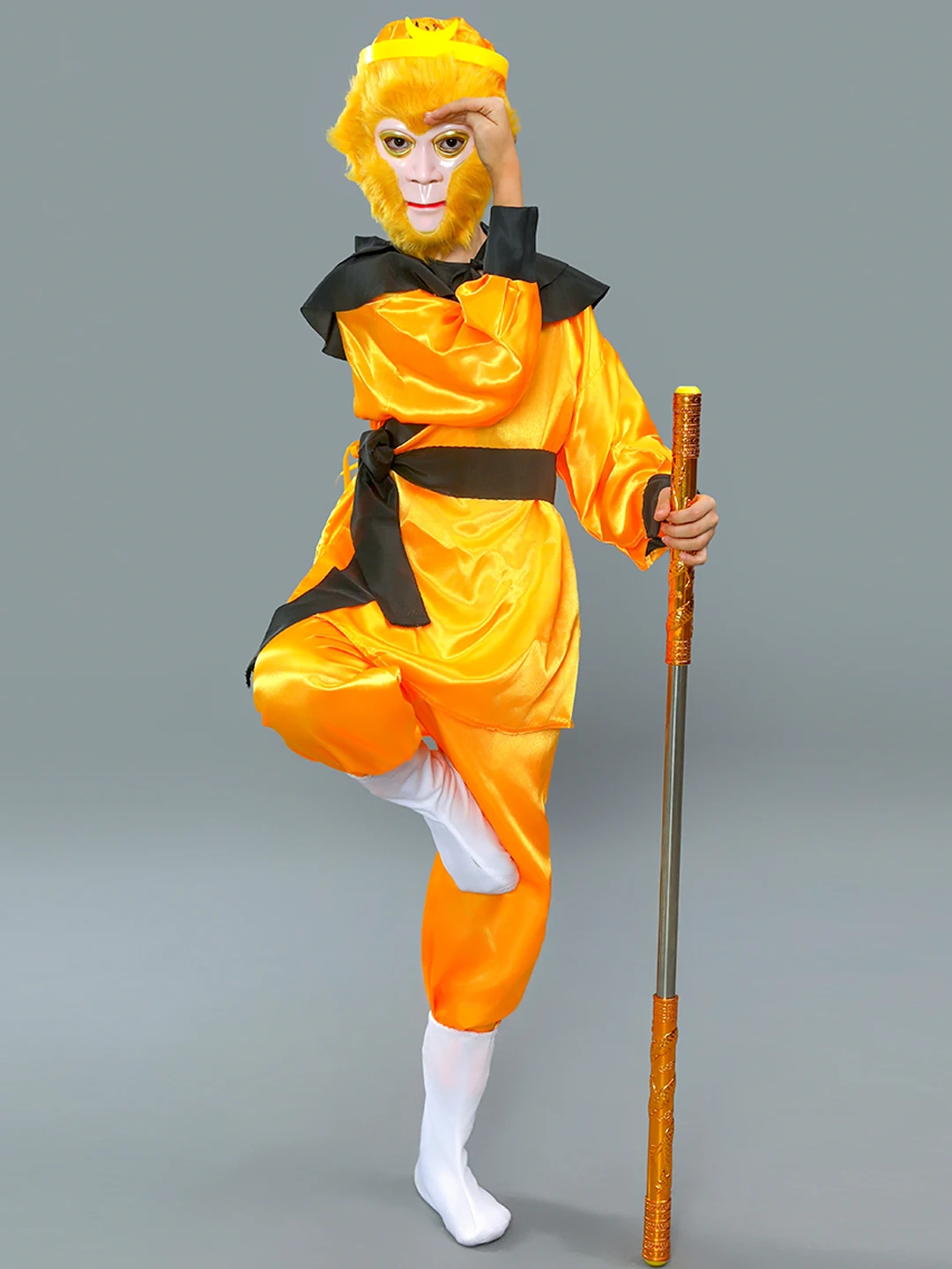 

Full Set Children's Costume Wu Kong Monkey King Performance Clothes loween Role-plang Outfit Satin Material under 7 Yea...