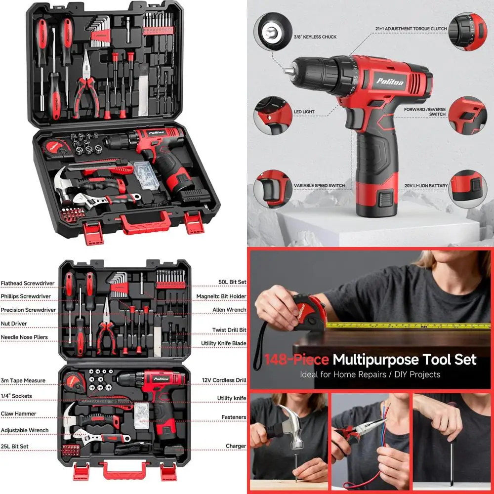 

12V Cordless Drill Kit with 148-Piece Tool Set for Home Improvement - Perfect for DIY Lovers