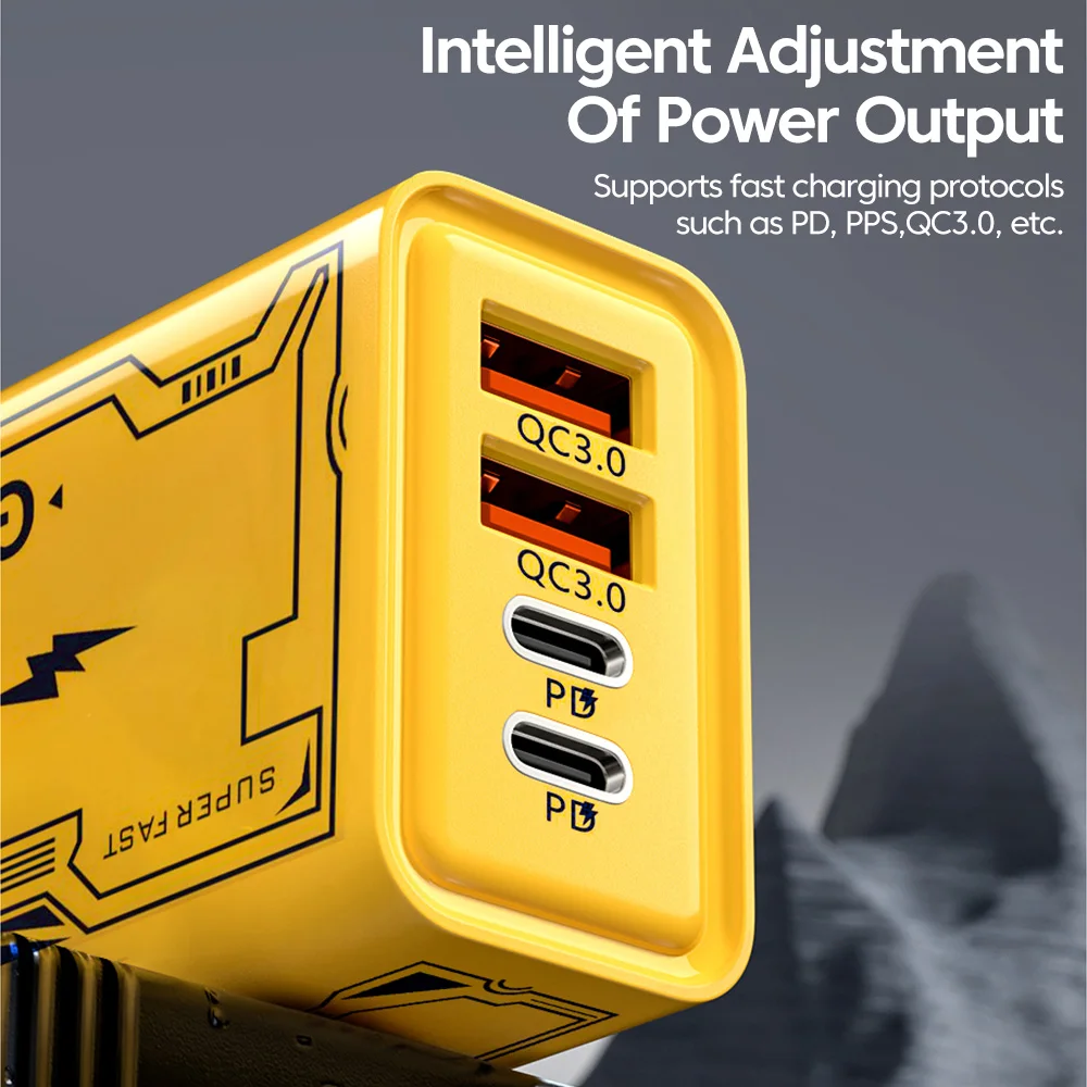 Type C USB Quick Charger 4 Ports QC3.0 Cell Mobile Phone Power FAST Adapter For  iPhone Samsung mobile phone charger - náhled 3