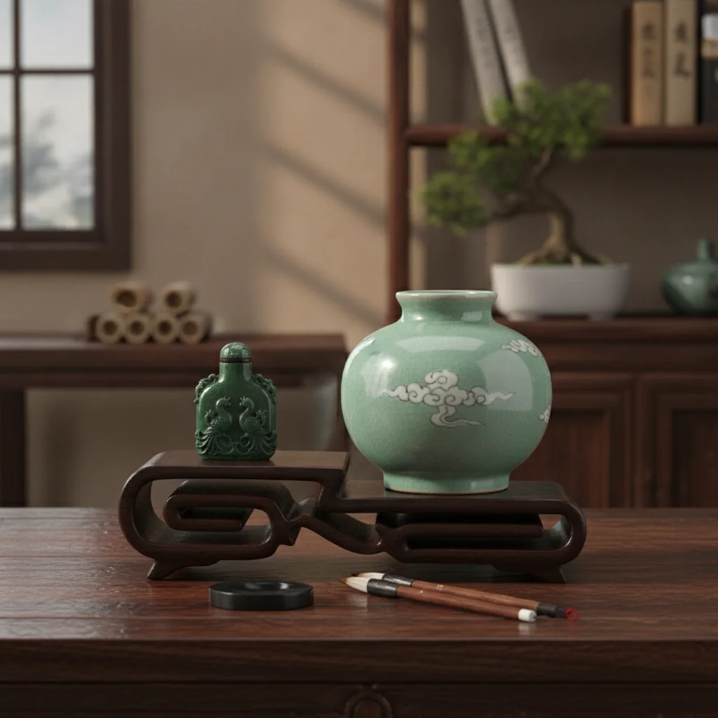 Miniature Wooden Standing Flower Base Figurines Vase Flower Pot Sorting Table Stand Bonsai Holder Plant Decorative Shelf