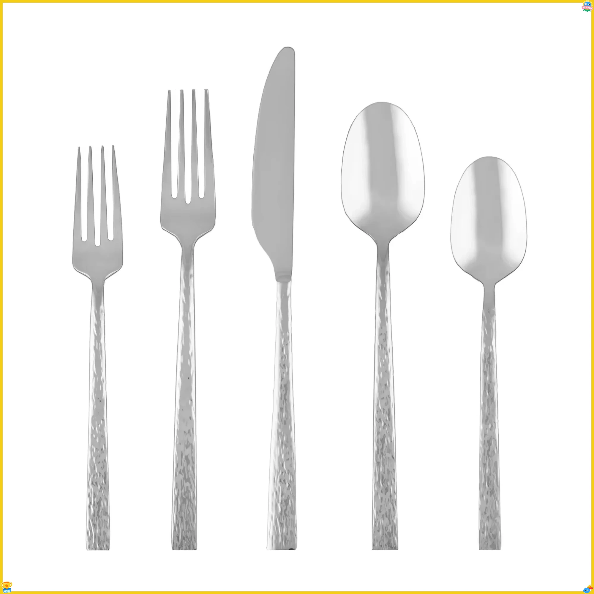 

Набор столовых приборов из кованой нержавеющей стали, 20 предметов — 4 можно мыть в посудомоечной машине — прочный современный столовый посуда для столовой и кухни