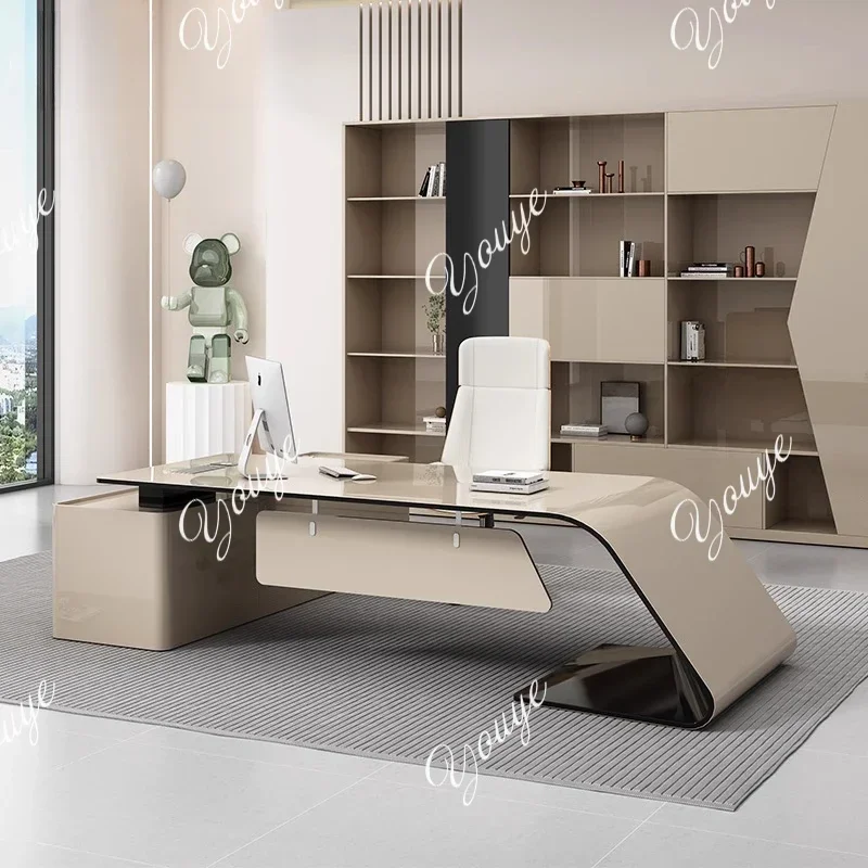 

N49 J Designer Working Office Table Hutch Storage Manager L Shaped Standing Desk Office Study Conference Escritorio Office Furni