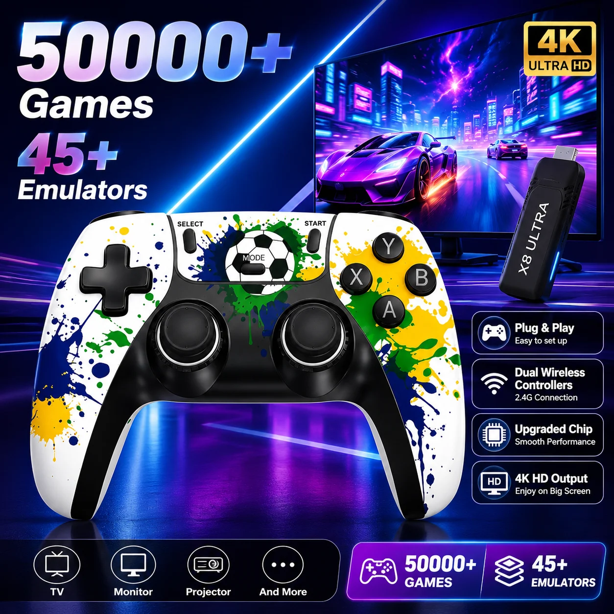 Gaming Console Chinese - X8 Ultra Football Custom Game Stick4K