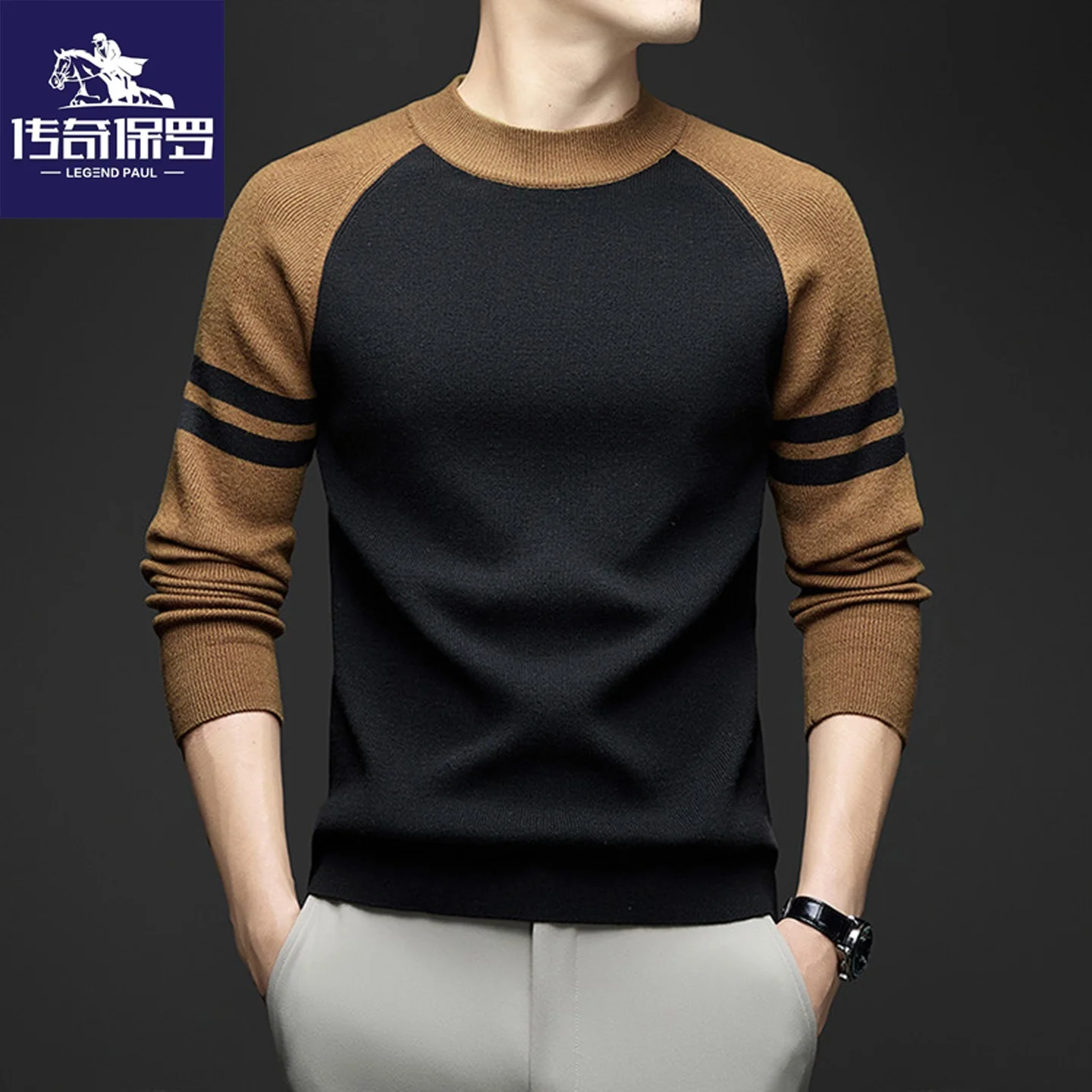 

Legend Paul Men's Thiened f-High Collar Casual Knitted Sweater Warm Base Layer irt for Autumn Winter Soft Nylon Polyes...