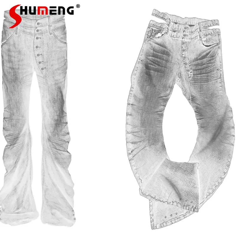 

Men's 2026 Four-season Wear Fashion Jeans High Elastic Versatile Curved Denim Pants Male Personality Solid Color Denim Trousers