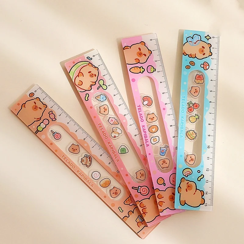 12pcs/lot Kawaii Capybara Ruler 15 cm Measuring Straight Rulers Drawing Tool Promotional Stationery gift school supplies