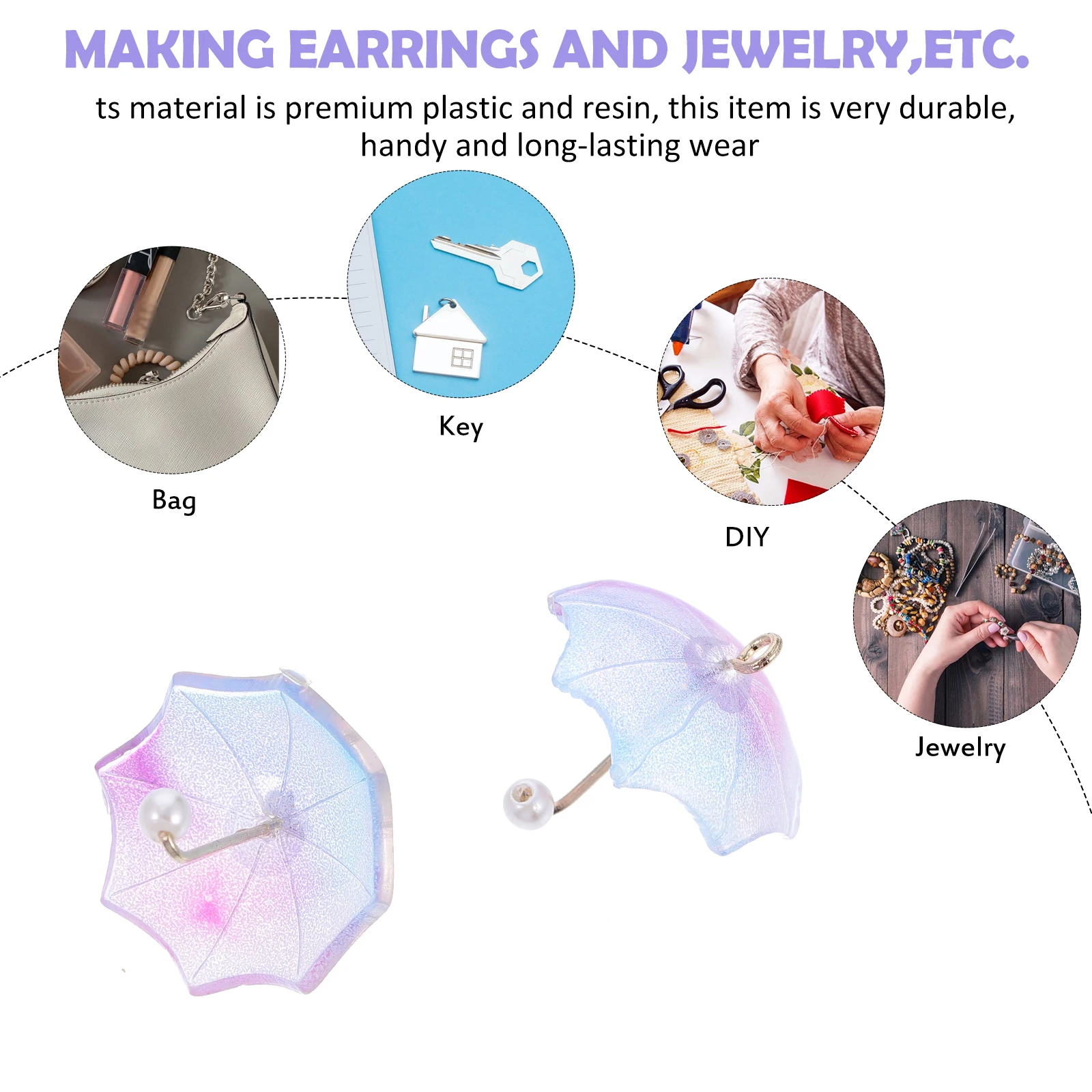 

4 Pcs Earrings Accessories Acrylic Mini Pendant for Women DIY Jewelry Making Bright Lovely Ear Jewelries Color