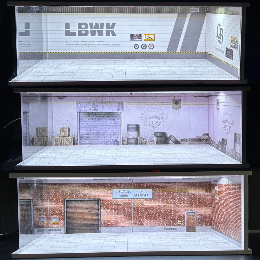 1/64 Auto-Garagen-Diorama Miniatur-Parkplatzmodelle Legierung Auto-Modellautoszenen-Aufbewahrungs- und Präsentationsbox Auto-Modell-Sammelboxen – Detail 10
