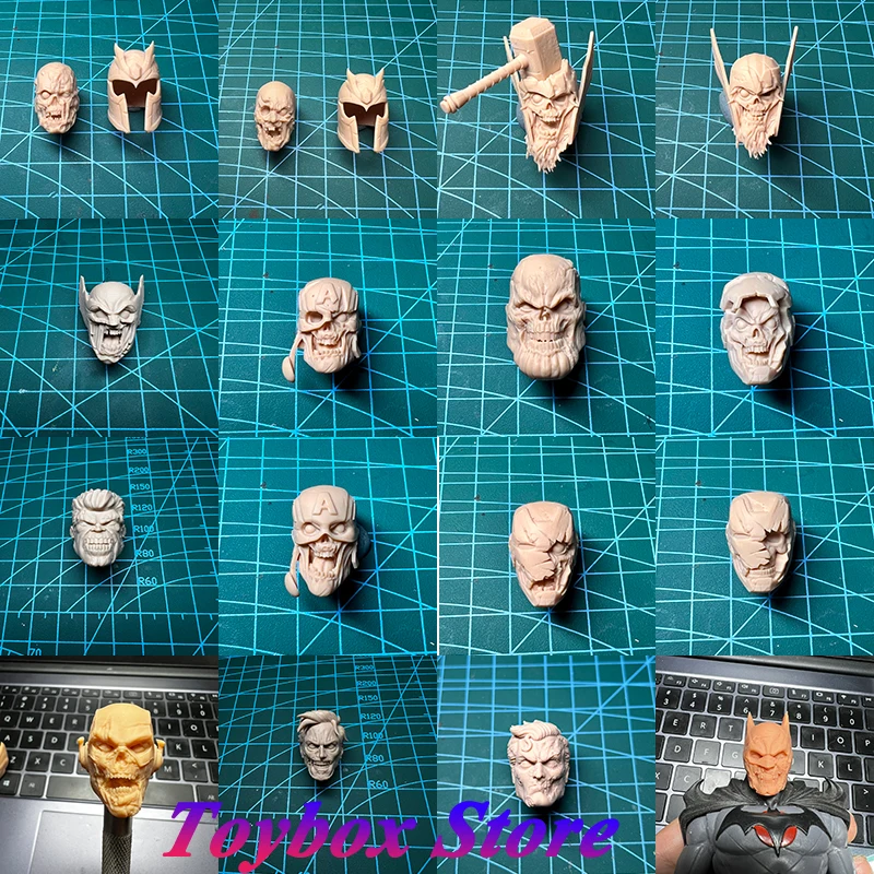 

1/12 Zombie Style Comics Wolverine Iron Hero Thor Batman Figure Unpainted Head Sculpt Model Toys Accessory For 6" Ml Shf Mezco