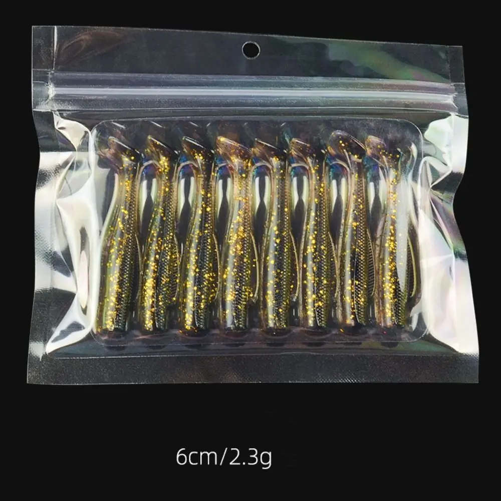 1 pack 6/8.5cm T-Tail Swim Lures Silicone Soft Worm Artificial Bait Set Colorful Simulation Soft Lure Silicone Bait Freshwater