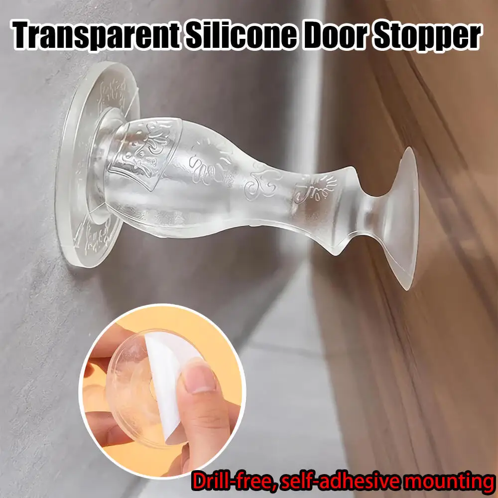 Transparent Silicone Door Stopper, No Drill Anti-Collision Door Stop, Wall Protector, Silent Household Door Bumper