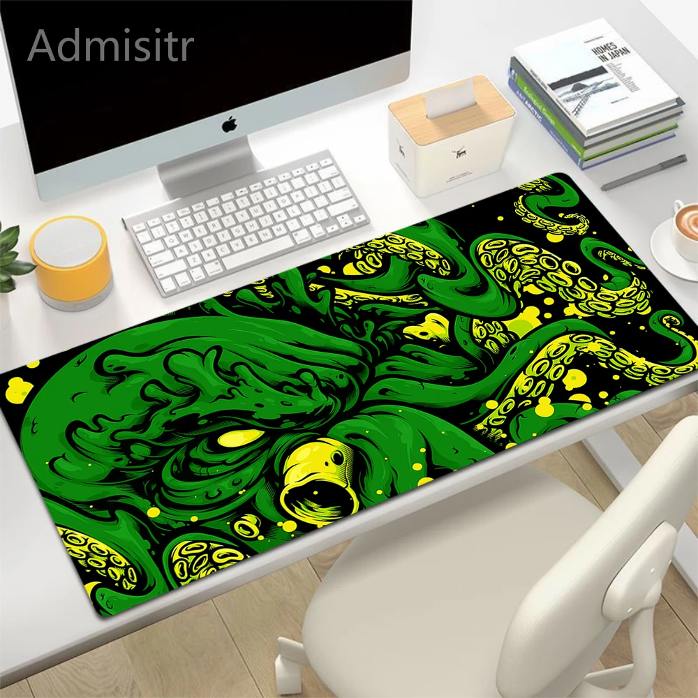 Anime Octopus Monster Green Mousepad XXL Game Lock Edge Keyboard Desk Mat Large Beast Mice HD Non-slip Carpet Company Mouse Pad