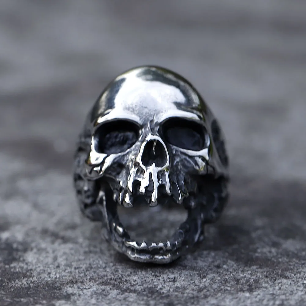 2022 NEW Men\'s 316L stainless-steel rings Large fierce Skull Vintage ring for teens gothic punk Biker Jewelry Gift free shipping