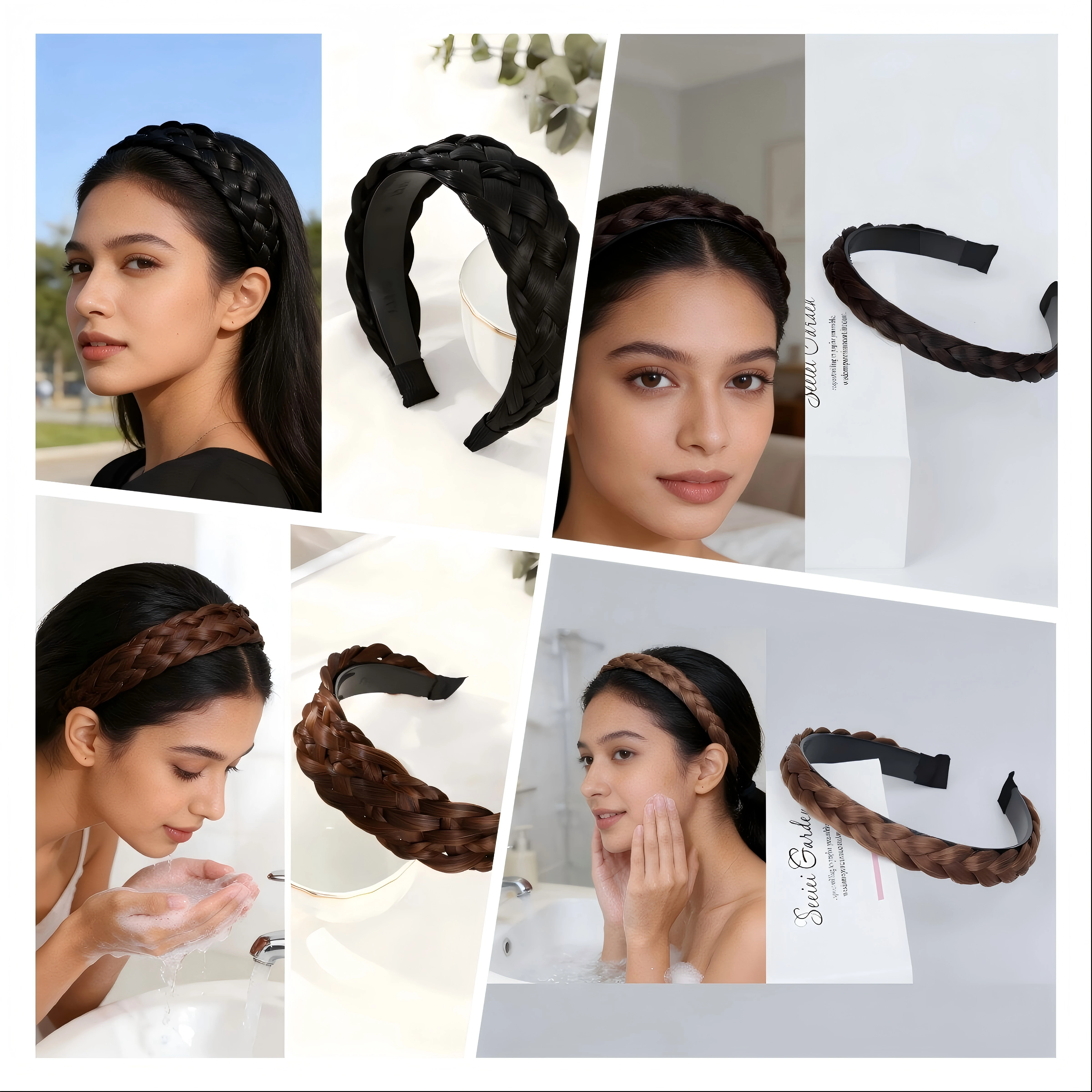 

Bohemian Fishbone Braided Headband Synthetic Plated Hair Belt Vintage Fluffy Hairband Stylish Women Hairpieces for Daily Makeup