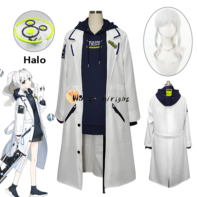 Juego azul archivo Omagari liebre Cosplay traje suéter con capucha abrigo peluca pelo blanco plateado Halo Halloween carnaval fiesta Prop