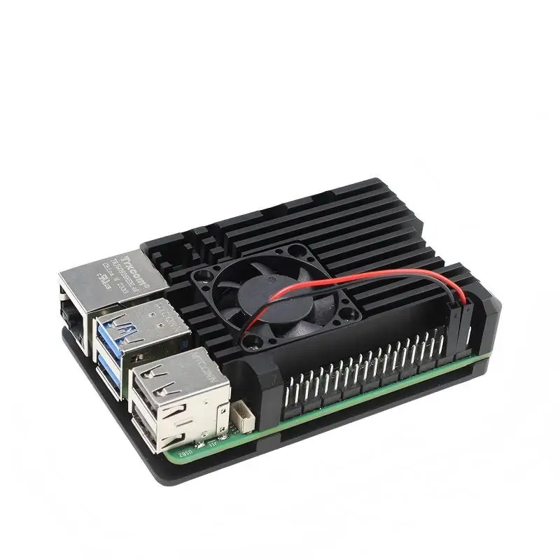 Armor Aluminum Case with Fixed-Speed Single/Dual Cooling Fan Metal Shell Auto Cooling Metal Case for RPI5 Raspberry Pi 5