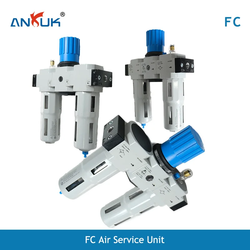Pneumatic FRL Three Union Filter Regulator Lubricator MINI MIDI MAXI Air Source Treatment Co