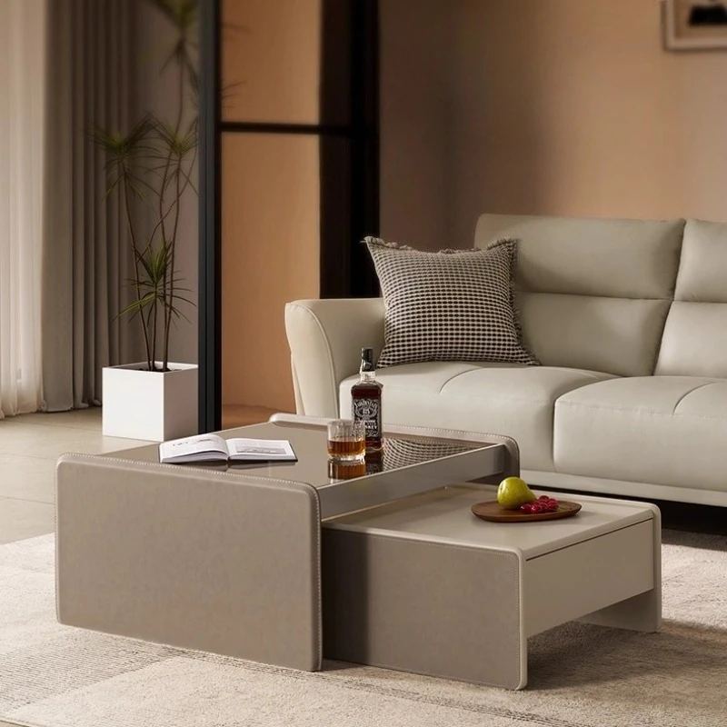 

Modern Italian Cream Style Removable Brown Glass Coffee Tables Rock Slab Tv Stand Home Furniture Tv Stands Living Room Furniture