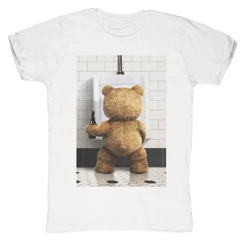 Funny Teddy Bear Reading Newspapers Casual Man Women  Short Sleeve Top  Harajuku Streetwear  Y2K cool white  t-shirt