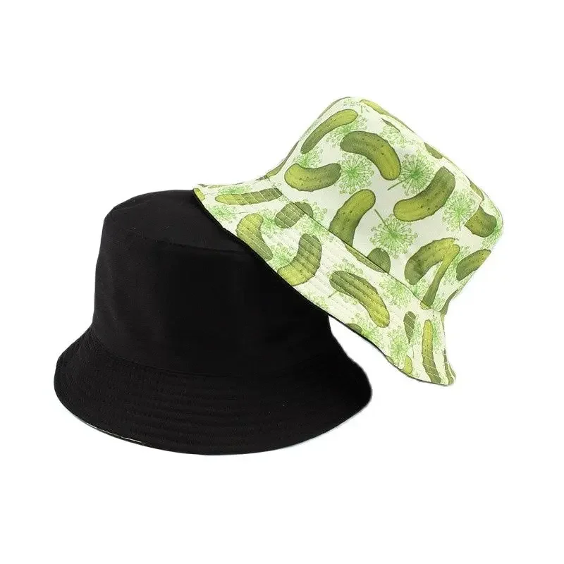 Four Seasons Cotton Cucumber Pattern Print Fisherman Hat Bucket Hat Outdoor Travel Sun Cap For Men And Women 134