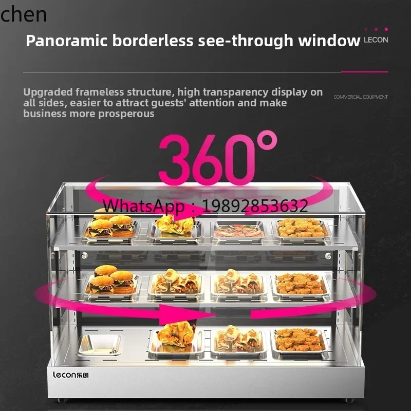 b2Insulation Cabinet Commercial Fried Chicken Burger Display Cabinet Deli Food Bread Egg Tart Small Heating Thermostat