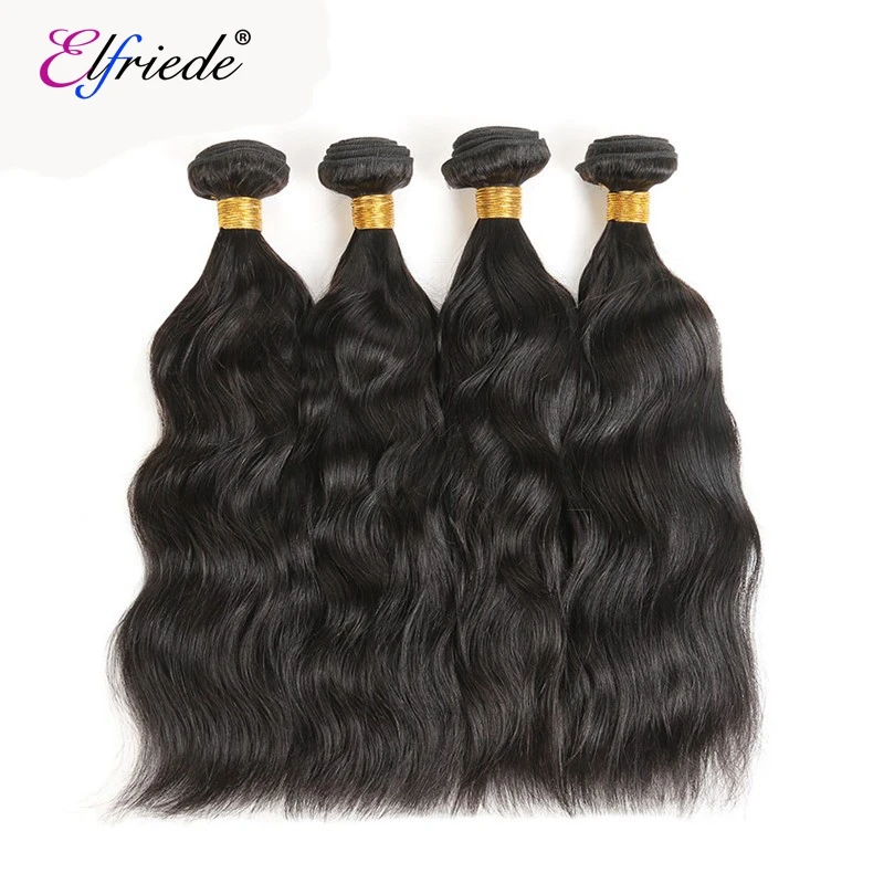 Extensões naturais brasileiras do cabelo da onda, cabelo remy, cor preta, 100% natural, 3/4 pacotes