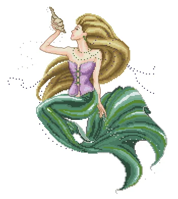 DIY needle work Green tailed mermaid 38-43 Cross Stitch Set Counted Cross Stitch Kit  28ct 14ct 32ct Metallic aida