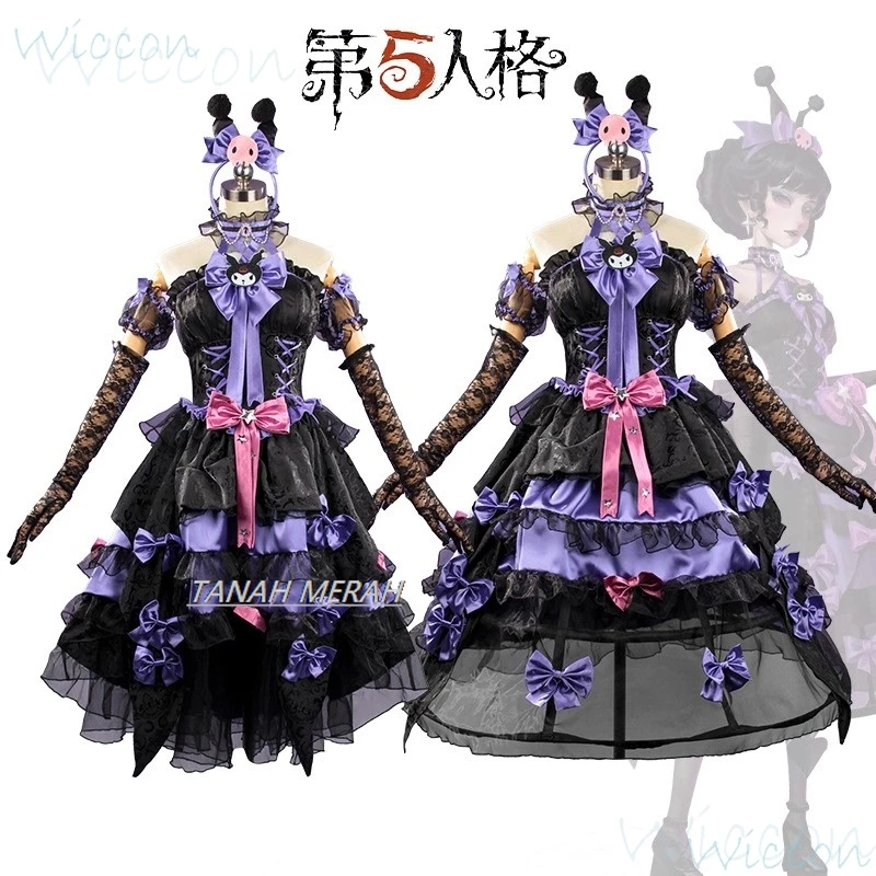 

Mary Cosplay Game Identity V Costume Wig Bloody Queen Rabbit Girl Uniform Black Purple Dress Party Role Play Outfit for Women