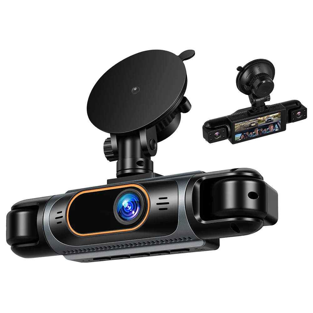 Podofo 3,16-Zoll-Dashcam mit 4-Kanal-Panoramaaufnahme, Auto-DVR, 1080P Nachtsicht, G-Sensor, Loop-Aufnahme, Rückfahrassistenz