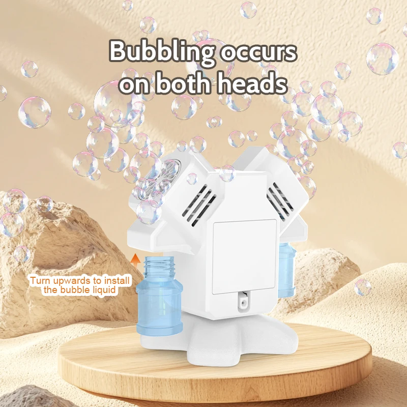 เครื่องทำฟองสบู่หมุนได้ ของเล่นฟองสบู่ ของขวัญเทศกาลเด็ก อุปกรณ์ประกอบฉากงานแต่งงานกลางแจ้ง ไม่รวมแบตเตอรี่และน้ำยาทำฟอง