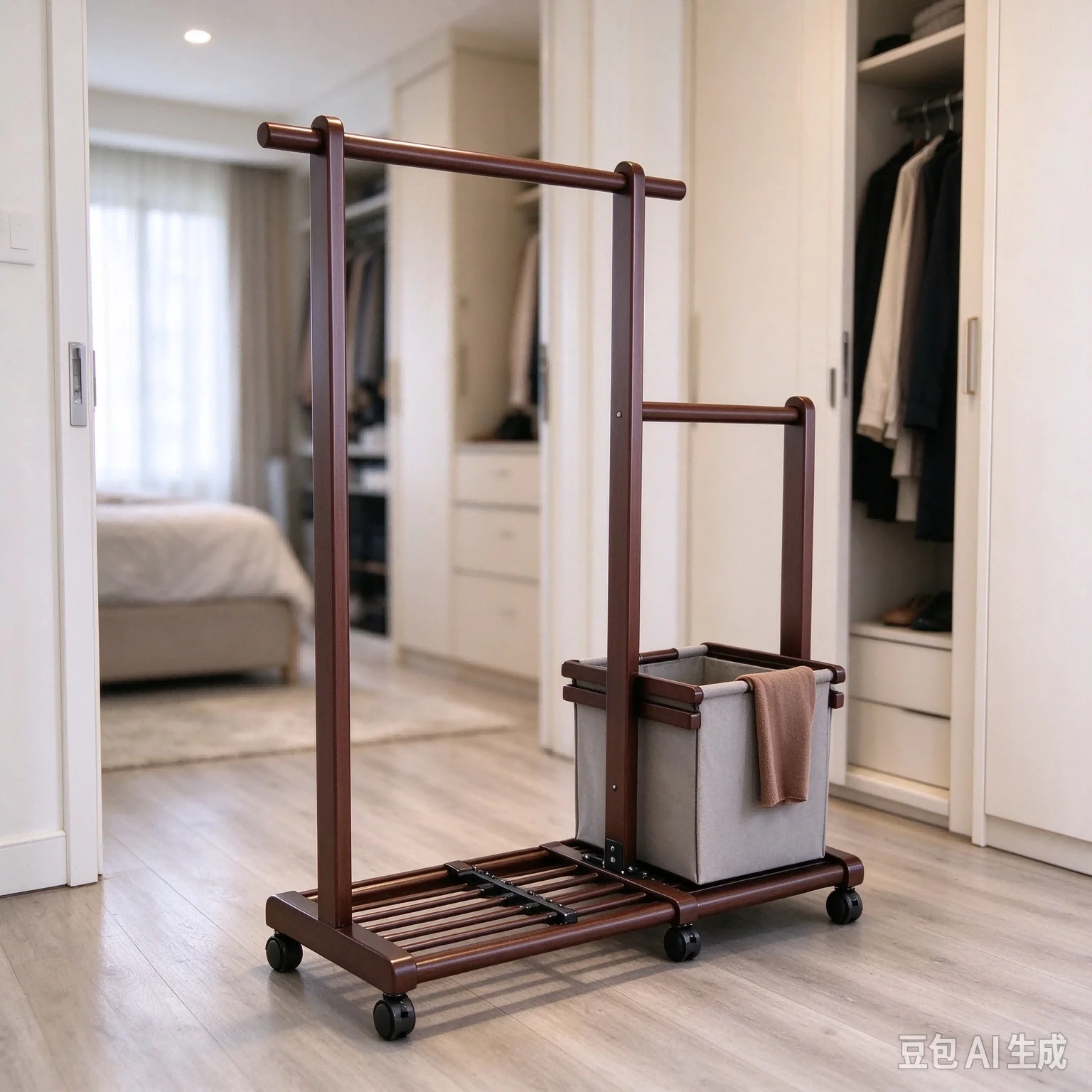 AOLIVIYA Chinese Style Room Shelf Bedroom Standing Coat Rack Floor Hat Hanger Clothing Storage Rack