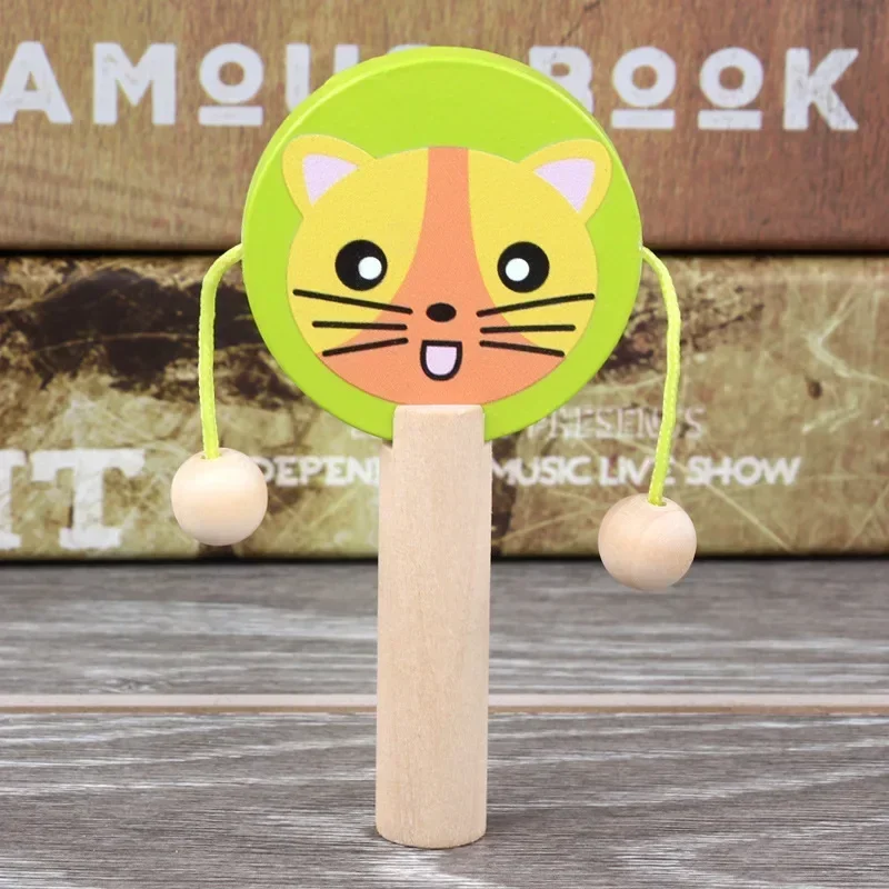 Sonajero de madera con mango de dibujos animados para niños, tablero de castañuelas para bebé, instrumento Musical, juguetes educativos tempranos para preescolar, nuevo