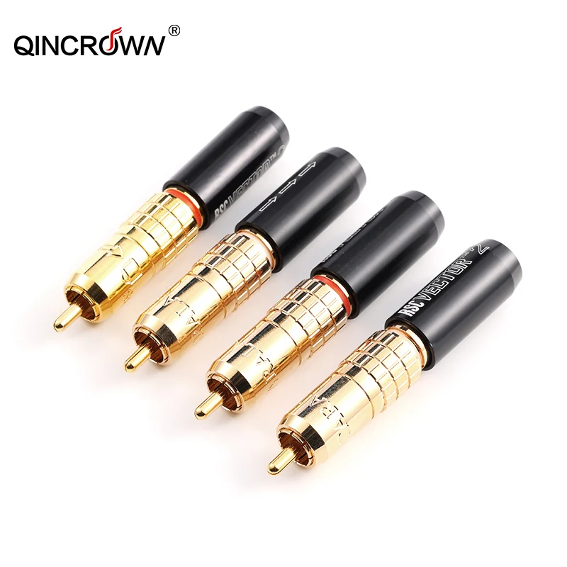 

QINCROWN Gold-plated RCA Plug Hifi Audio Cable Connector Terminal AV Soldering Lotus Head