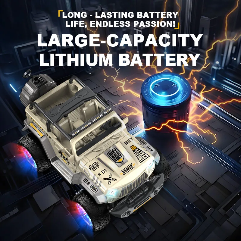 1:16 RC Trucks Toys 2,4-GHz-Auto mit LED-Lichtern und Spray für Kinder, All-Terrain-Offroad-Pickup-Spielzeug für Jungen ab 8 Jahren, Geschenk