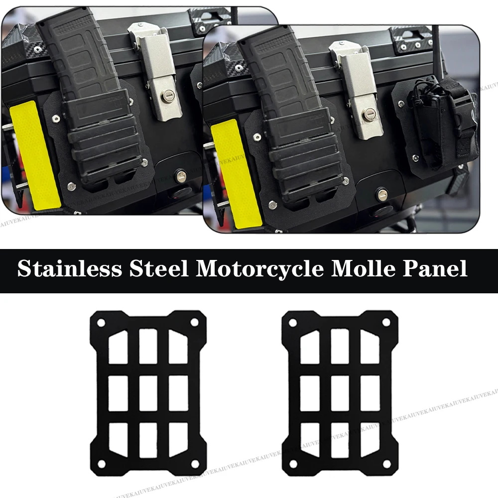 

Motorcycle Molle Panel For Trunk Storage Stainless Steel Waterproof Tactical Universal Side Box Organizer Modular Storage
