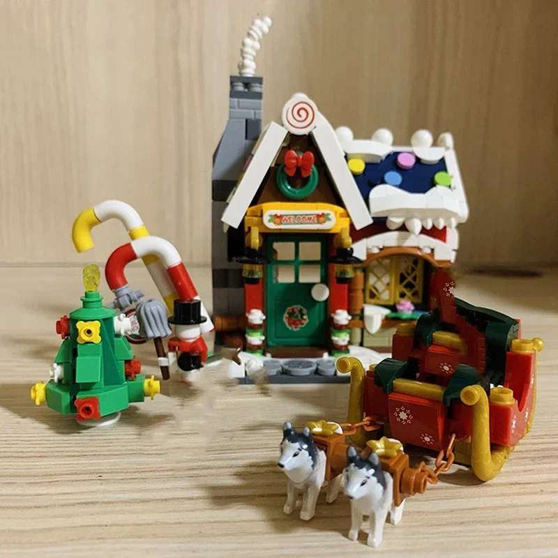 City Street View Christmas House Building Block Set DIY Small Particle Assembled Bricks Children\'s Toys Gifts Home Decoration