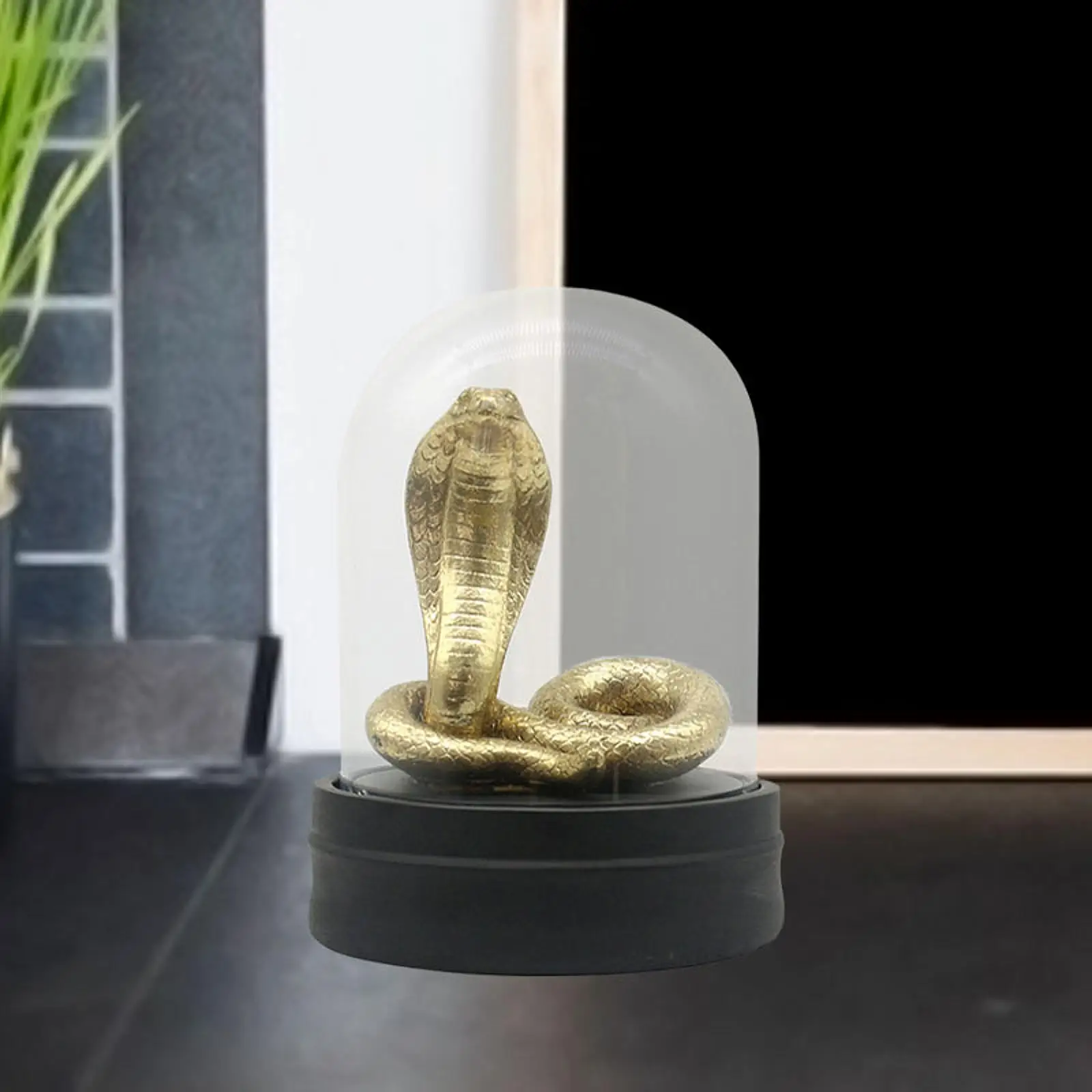 Animal Snake Statue Decorative Whith Base Creative Snake Figurine Desktop Ornament for Kitchen Fireplace Shelf Bedroom Desktop